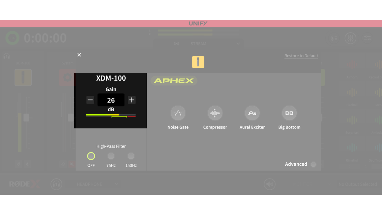 Adjusting XDM-100 gain in UNIFY