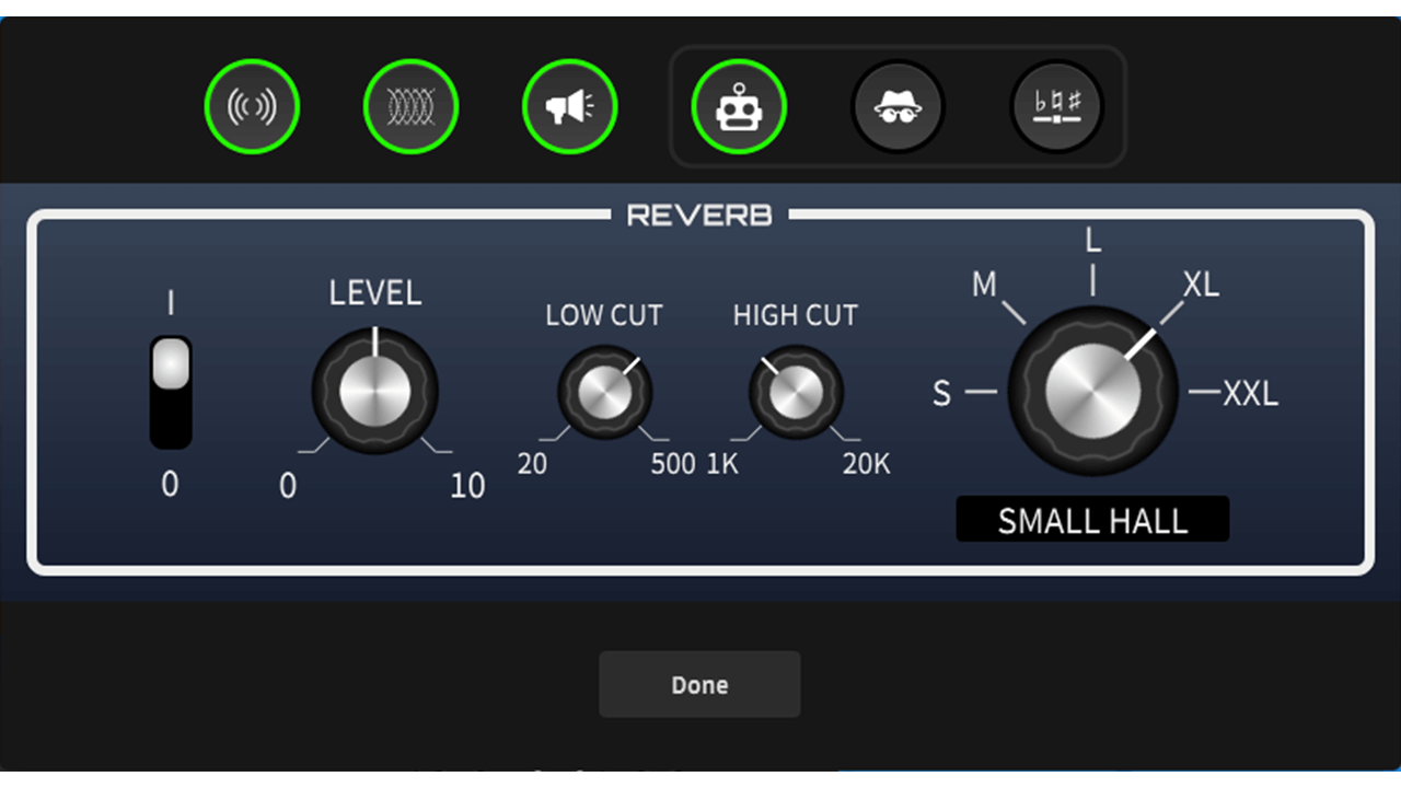 UNIFY reverb effect settings